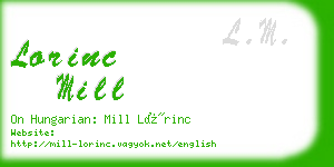 lorinc mill business card